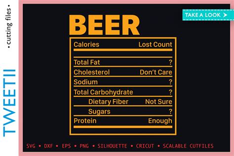 Download Free Beer Nutrition Facts Thanksgiving Day Cricut SVG